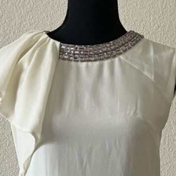 London Dress Company Chloe Beaded Dress in Ivory (Size:2) - Picture 2 of 13